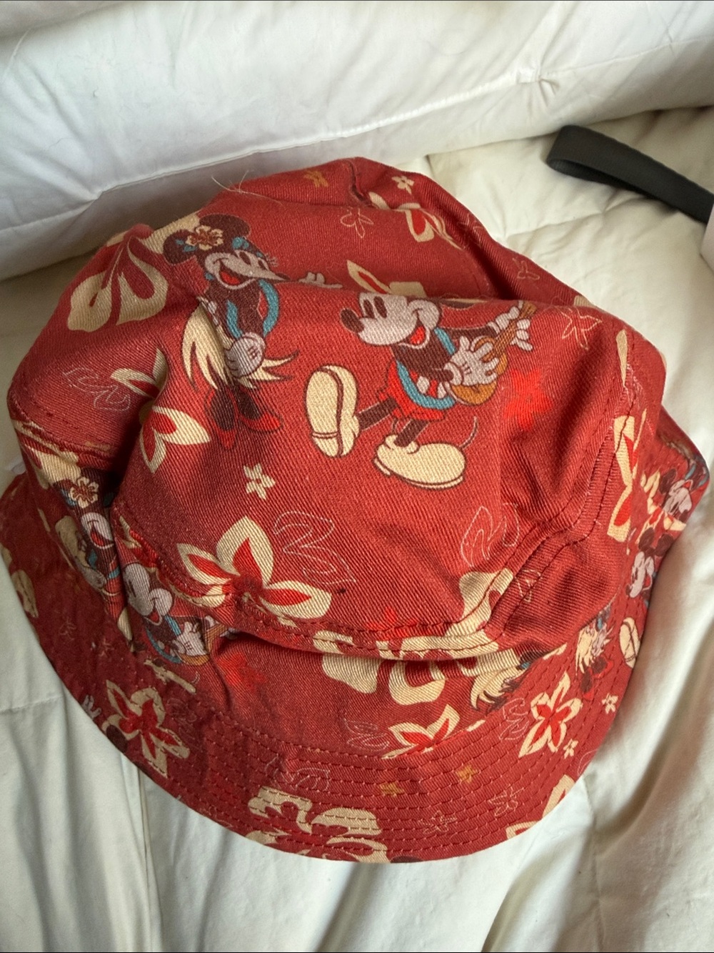 Disney Red Mickey Mouse Floral Bucket Hat